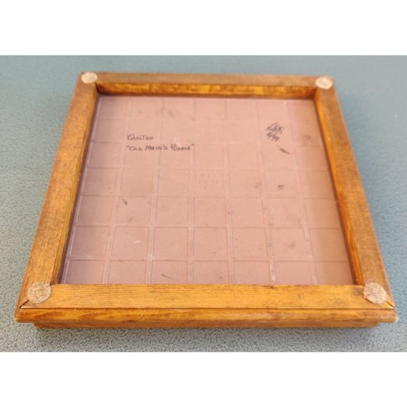 Quiltile: Old Maid's Puzzle Tile Art Trivet Wooden Border 9" Heavyweight Signed? - Picture 10 of 12